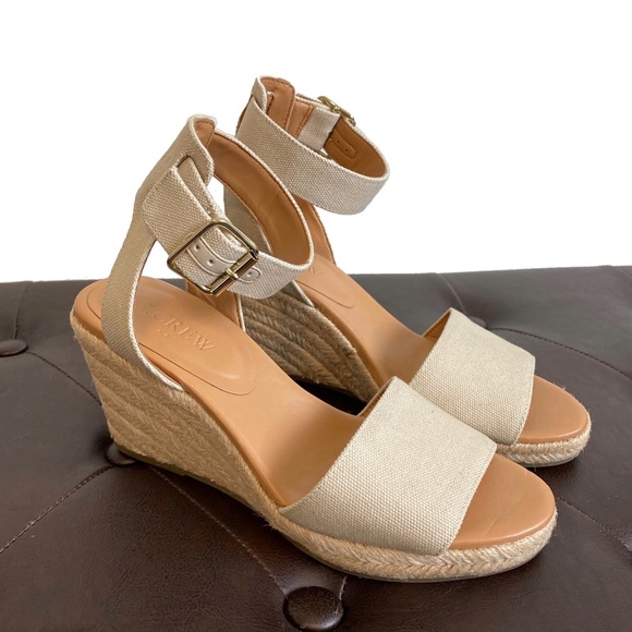 J. Crew Factory Shoes - J. Crew Factory flax canvas strappy wedge 6.5